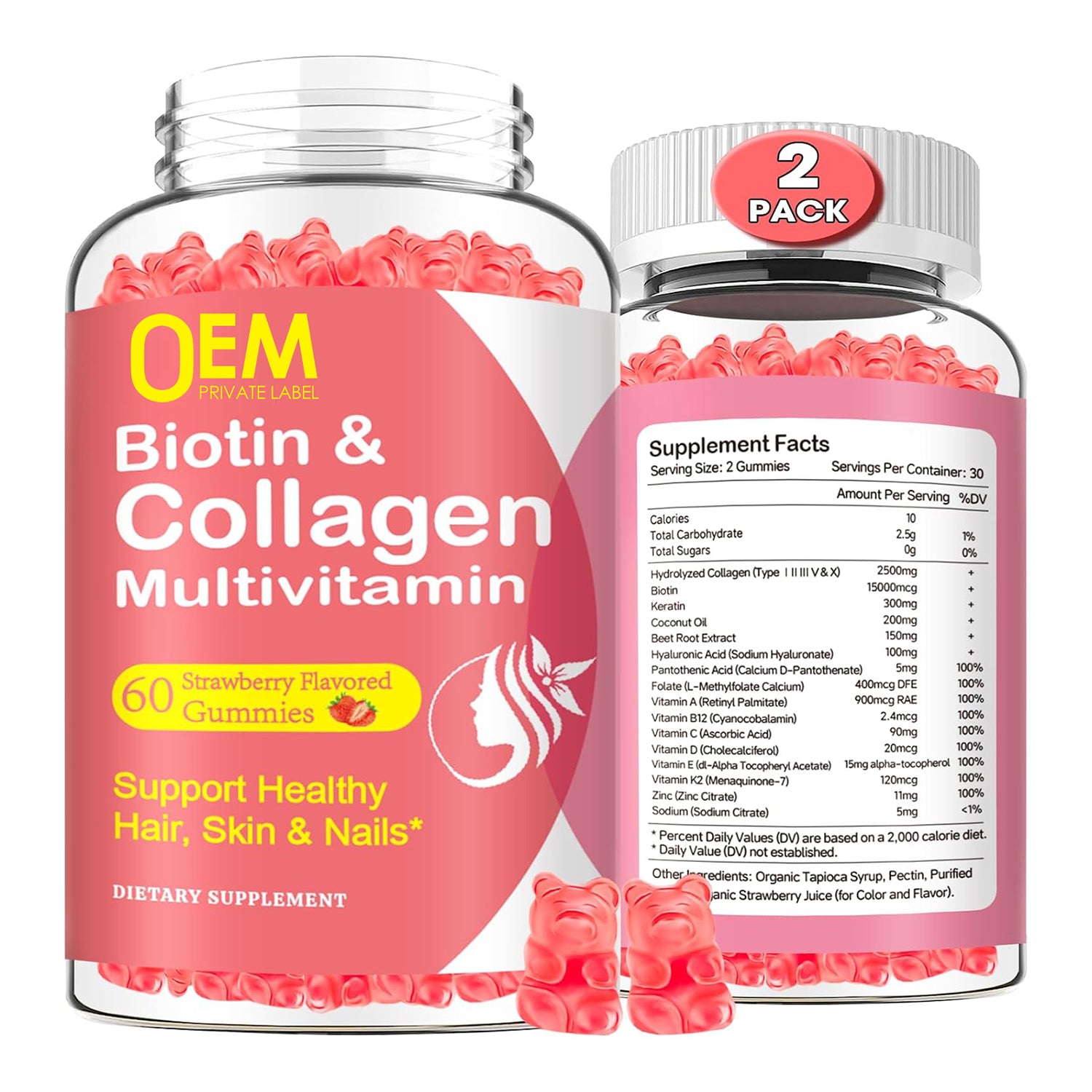 Collagen Multivitamin Gummies (2pack) 60ct Per Bottle